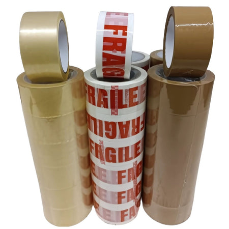 36 Rotoli Nastro Adesivo 48x66 12 Trasparente,12 Avana 12 Fragile Scotch