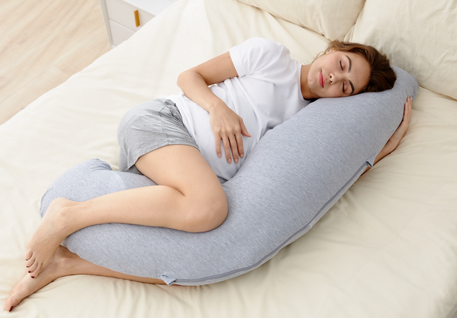 Cuscino gravidanza a forma di J Momcozy