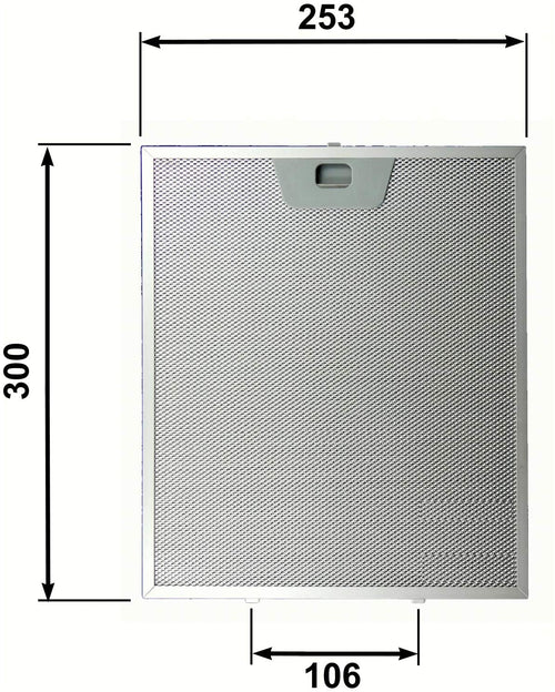 FILTRO CAPPA FABER / FRANKE IN ALLUMINIO ADATTABILE MM 253x300x8 F 257