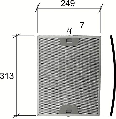 FILTRO ALLUMINIO CURVO per CAPPE FABER mm.249 x 313 x 9 NO ORIGINALE F 260