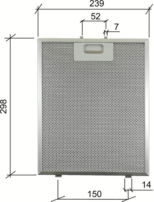FILTRO ALLUMINIO per CAPPE BEST mm.239 x 298 x 9 NO ORIGINALE F 232
