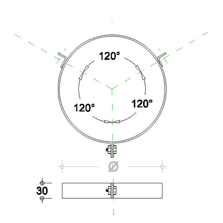 Fascetta in rame da 120mm per cavi tiranti