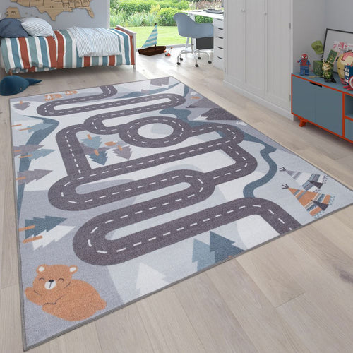 Tappeto Bimbi Motivo Strade Colore Crema