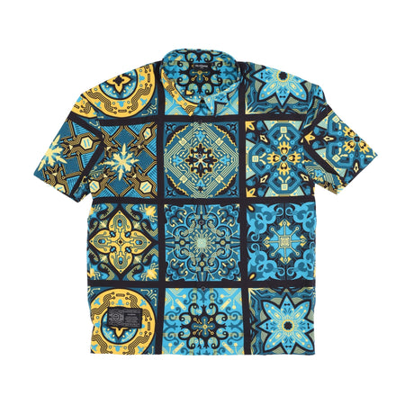DOLLY NOIRE Camicia Manica Corta Uomo Maioliche Blue Pattern Oversize Shirt Multi da uomo