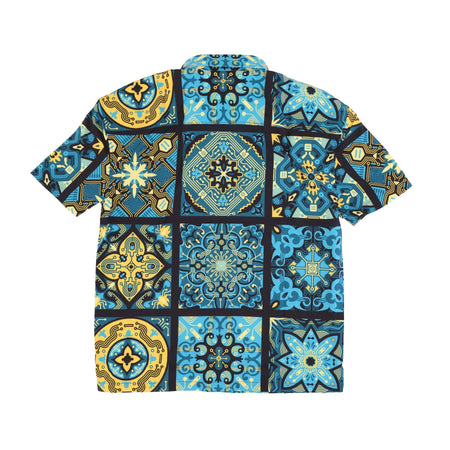 DOLLY NOIRE Camicia Manica Corta Uomo Maioliche Blue Pattern Oversize Shirt Multi da uomo