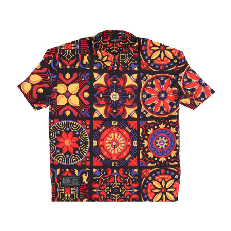 DOLLY NOIRE Camicia Manica Corta Uomo Maioliche Rosse Pattern Oversize Shirt Multi da uomo