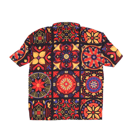 DOLLY NOIRE Camicia Manica Corta Uomo Maioliche Rosse Pattern Oversize Shirt Multi da uomo