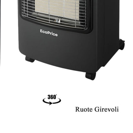 EcoPrice®Stufa A Gas Pieghevole,Infrarossi,Accensione Piezoelettrica,Adatta Per GPL/Butano/Propano,A 15 Kg,Sistema ODS