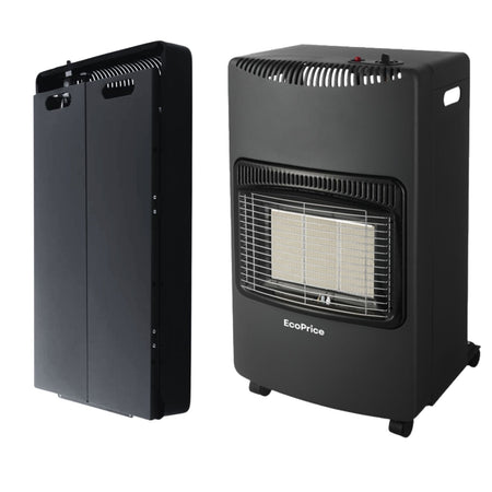 EcoPrice®Stufa A Gas Pieghevole,Infrarossi,Accensione Piezoelettrica,Adatta Per GPL/Butano/Propano,A 15 Kg,Sistema ODS