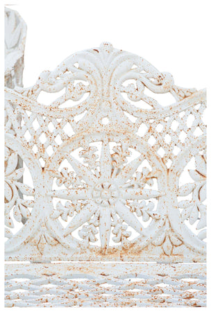 Biscottini Panchina Liberty da giardino in ghisa finitura bianca anticata L110xPR55xH90 cm