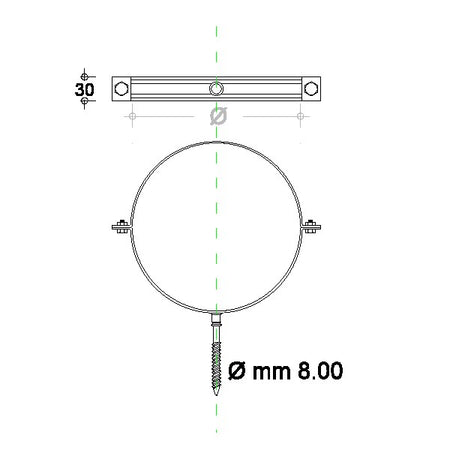 Collare in rame da 220mm per fissaggio e bloccaggio a muro