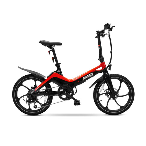 DUCATI MG20 (DU-BI-210003) FOLDING CITY E-BIKE (NERO/ROSSO) - BICICLETTA ELETTRICA - RUOTE 20X2.125 - MOTORE 250W 36V- BATTERIA SAMSUNG 36V 10.5AH - DISPLAY LCD - TELAIO IN LEGA DI MAGNESIO- SUPERLEGGERA - AUTONOMIA FINO AD 70KM