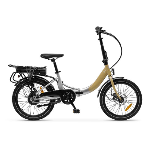 LANCIA Y BRIO (LN-BI-220004 ) FOLDING CITY E-BIKE (SILVER/GOLD) - BICICLETTA ELETTRICA - RUOTE 20X1.95 Kenda - MOTORE BAFANG 250W 36V - BATTERIA 36V 7.8AH - SUPERLEGGERA - AUTONOMIA FINO AD 60KM