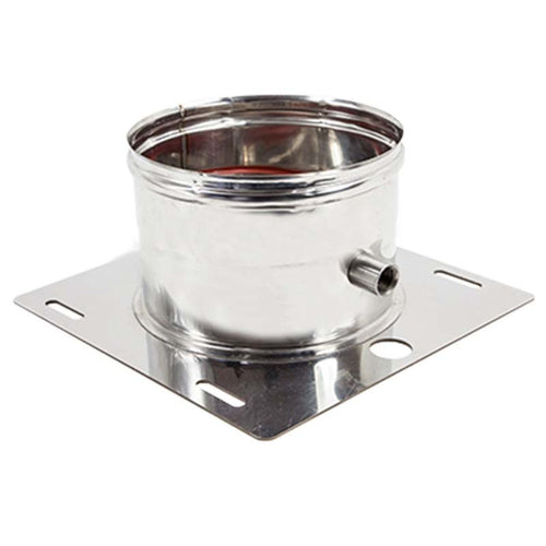 Piastra di base inox AISI 304 per tubo da 80mm con spurgo