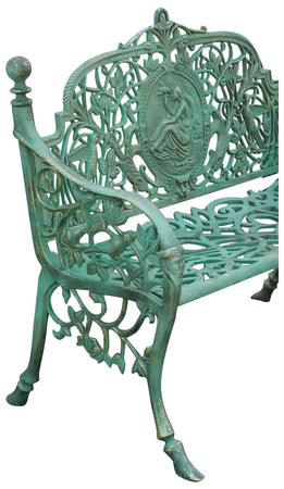 Biscottini Panchina Liberty in ghisa finitura verde anticata L105xPR43xH90 cm Robusta