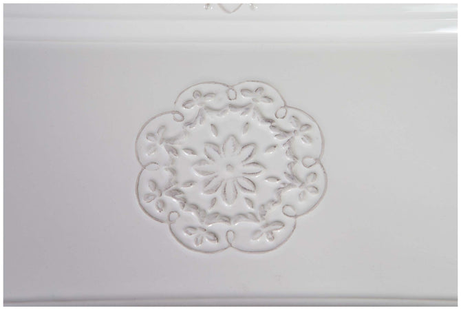 Biscottini Biscottini Vassoio Rettangolare Shabby Chic Porcellana Bianca Decorato 40x21x3