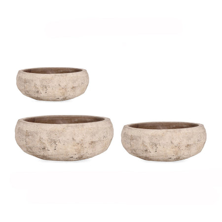 Vasi "Minh" struttura tonda in terracotta smaltata per esterno set da 3