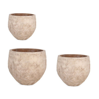 Vasi Minh struttura alta in terracotta smaltata per esterno set da 3