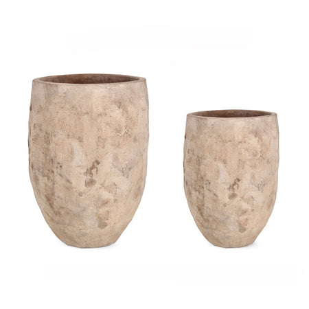 Vasi "Minh" struttura alta in terracotta smaltata per esterno set da 2