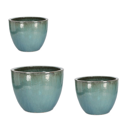 Vasi "Quang" struttura in terracotta smaltata per esterno set da 3