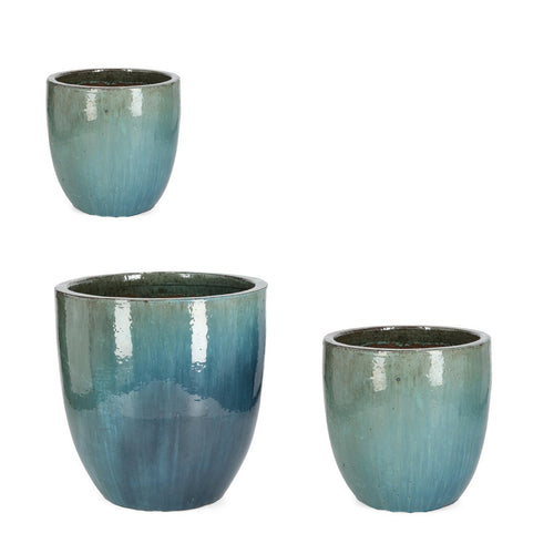 Vasi Quang struttura alta in terracotta smaltata per esterno set da 3