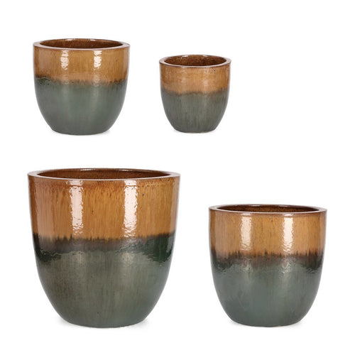 Vasi Thran struttura in terracotta smaltata per esterno set da 3