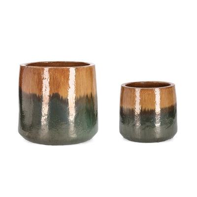 Vasi Thran struttura alta in terracotta smaltata per esterno set da 2