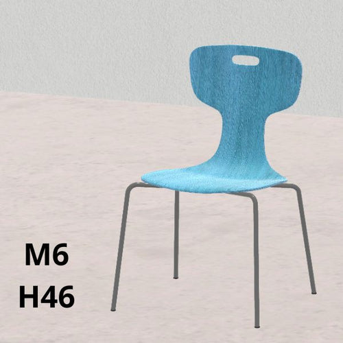 SEDIA GIGLIO Wood blu H 46cm, scocca legno, gambe grigie SD.FLEXW.4GF.M6GC.BL