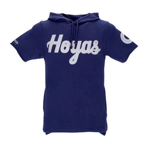 MITCHELL & NESS Felpa Leggera Cappuccio Manica Corta Uomo Ncaa Game Day French Terry Hoodie Geohoy Navy da uomo