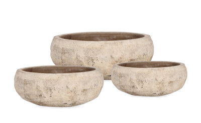 Vasi Minh struttura tonda in terracotta smaltata per esterno set da 3