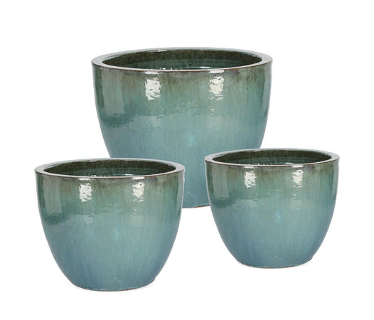 Vasi "Quang" struttura in terracotta smaltata per esterno set da 3