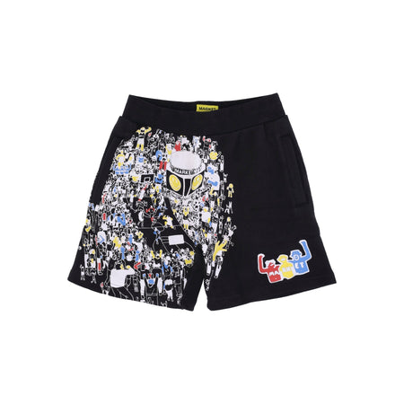 MARKET Pantalone Corto Tuta Felpato Uomo World Basketball Game Sweatshorts X Smiley Black da uomo