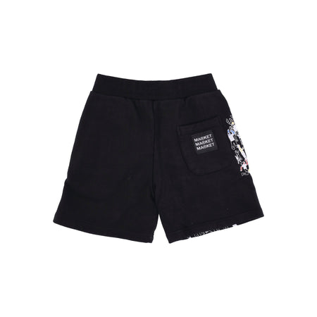MARKET Pantalone Corto Tuta Felpato Uomo World Basketball Game Sweatshorts X Smiley Black da uomo