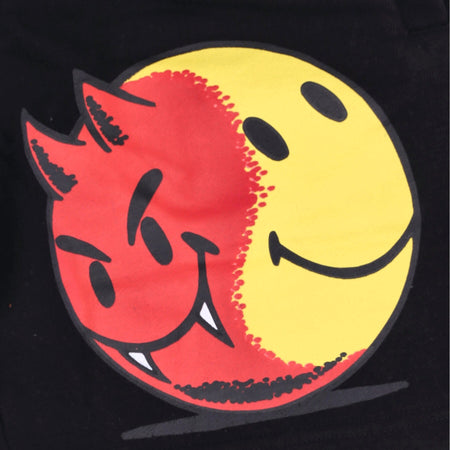 MARKET Pantalone Corto Tuta Felpato Uomo Good and Evil Sweatshorts X Smiley Black da uomo