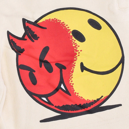 MARKET Pantalone Corto Tuta Felpato Uomo Good and Evil Sweatshorts X Smiley Cream da uomo
