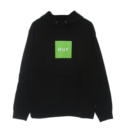 HUF Felpa Cappuccio Uomo Essentials Box Logo P/o Hoodie Black da uomo