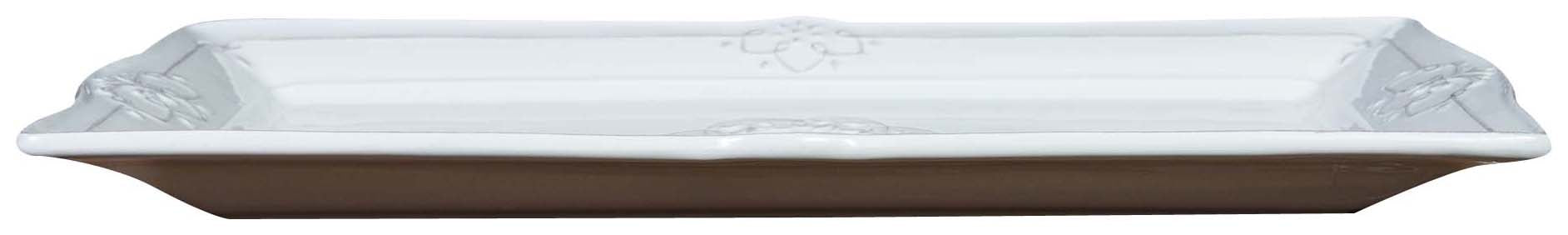 Biscottini Biscottini Vassoio Rettangolare Shabby Chic Porcellana Bianca Decorato 40x21x3