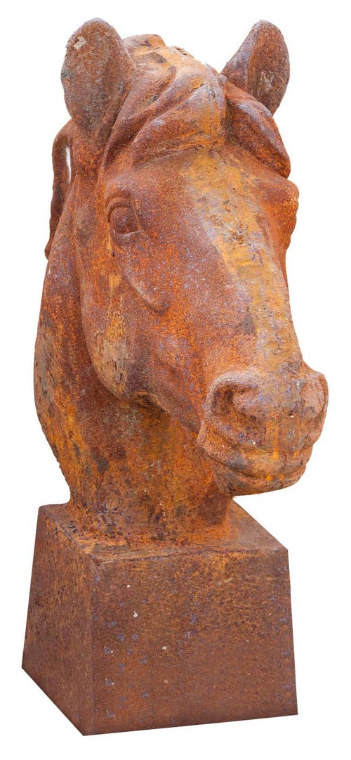 Biscottini Testa di cavallo in ghisa L22xPR58xH62 cm finitura ruggine ornamentale Offerta