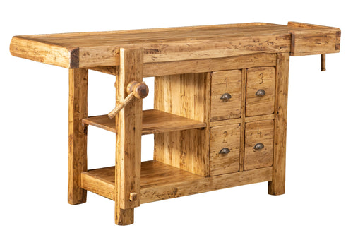 Biscottini Biscottini Banco da Lavoro Country 184x74x92 Legno Tiglio Massello Italy