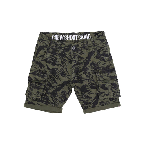 ALPHA INDUSTRIES Pantalone Corto Uomo Crew Short Camo Brushstroke Green da uomo