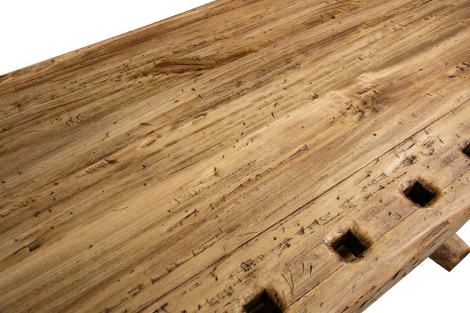 Biscottini Banco da lavoro Country in legno massello di tiglio finitura naturale L194xPR84xH90 cm. Made in Italy