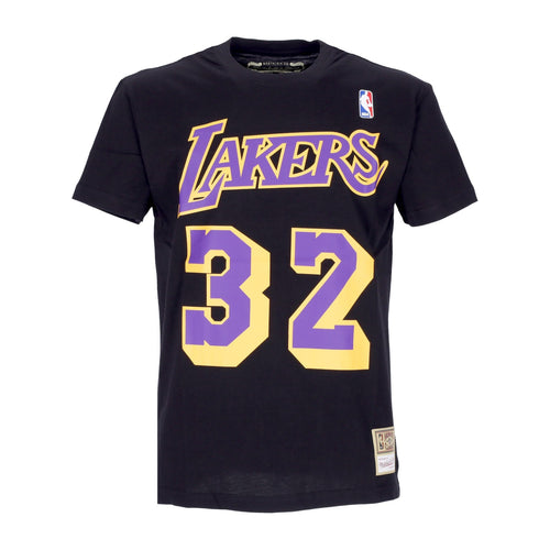MITCHELL & NESS Maglietta Uomo Nba Tee Hardwood Classics No 32 Magic Johnson Loslak Black/original Team Colors da uomo
