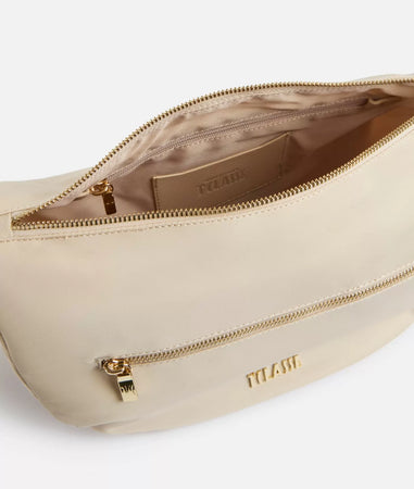 1^ Classe Borsa donna Nylon Eco Vibe tracolla a mezzaluna grande Avorio
