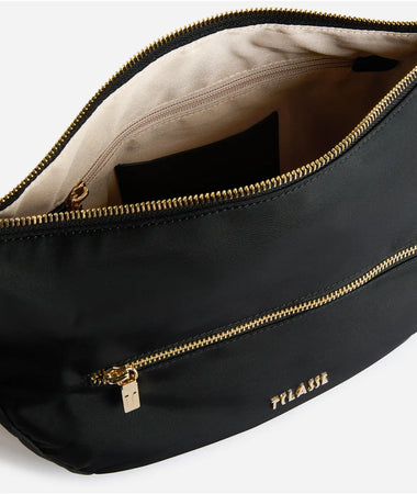 1^ Classe Borsa donna Stormy Nylon tracolla a mezzaluna grande Nera