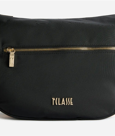 1^ Classe Borsa donna Stormy Nylon tracolla a mezzaluna grande Nera