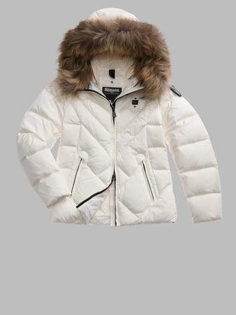 Blauer giubbino donna a linee geometriche Alicia 25WBLDC03097-006047 100BI