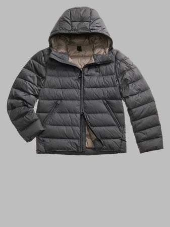 Blauer Acton piumino uomo con cappuccio trapuntato grigio