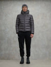 Blauer Acton piumino uomo con cappuccio trapuntato grigio