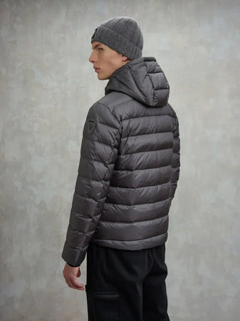 Blauer Acton piumino uomo con cappuccio trapuntato grigio