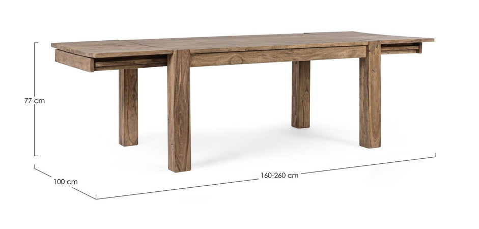 Tavolo Salford allungabile rettangolare, con gambe, piano in legno sheesham, stile design